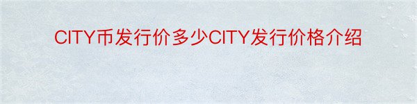 CITY币发行价多少CITY发行价格介绍