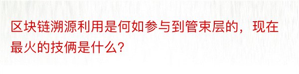 区块链溯源利用是何如参与到管束层的，现在最火的技俩是什么？