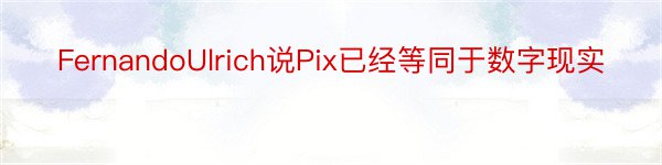 FernandoUlrich说Pix已经等同于数字现实